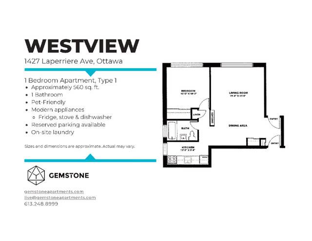Large 1 Bedroom in Carlington! January Availability!!!